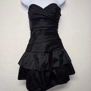 JS Collections Black Strapless Layered Dress